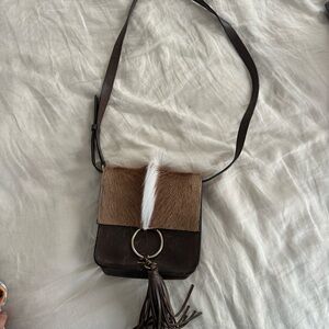Brown Leather and Fur Men's Bag